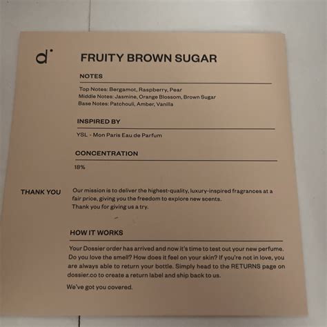 fruity brown sugar dossier.